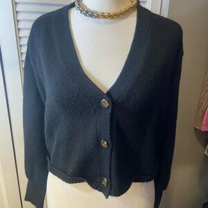 Classic Black Button-Up Women's Cardigan